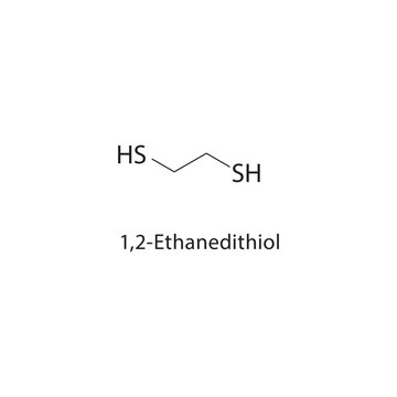 1,2-Ethanedithiol skeletal structure. dithiol compound schematic illustration. Simple diagram, chemical formula.