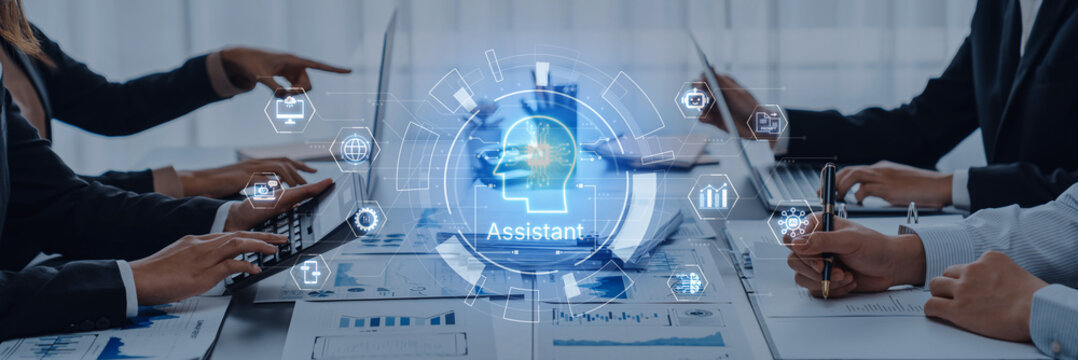 Futuristic AI assistant with autonomous agent capabilities, AI natural language understanding, and seamless business workflow AI integration. AI for modern productivity and tech solutions. Corpus