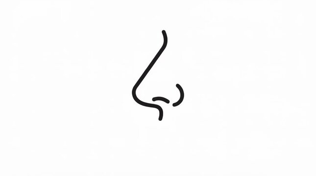 Minimalist nose icon and blue water droplet, black and blue, pollen allergy and runny nose