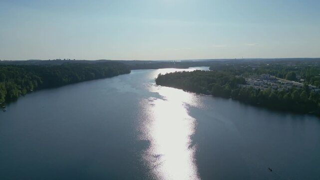 Aerial Drone View of Kaukaj&auml;rvi in Kangasala Finland on a Sunny Summer Day