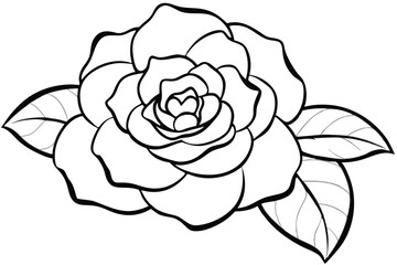 Fototapeta premium camellia flower silhouette line art vector illustration with a white background