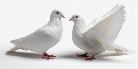 Fototapeta premium White Doves Isolated on White Background