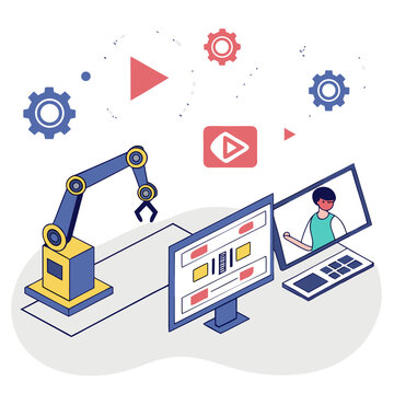 Robotic editing and automation robotic arm computer monitor