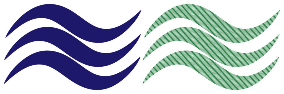 Abstract flowing waves symbolizing nature, water, and movement in blue and green.