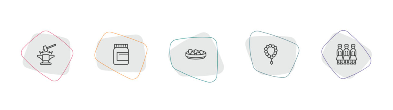 cultures outline icon set. linear vector for ui, web and mobile. thin line blacksmith, vegemite, beef and garlic icons.
