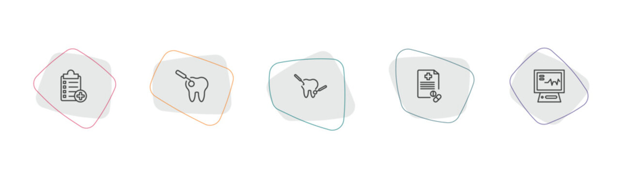 dentist outline icon set. linear vector for ui, web and mobile. thin line medical list, scraping, dental care icons.