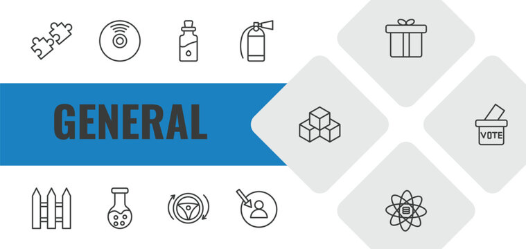 general outline icon set. linear vector for ui, web and mobile. thin line compatibility, cd record, massage oil icons.