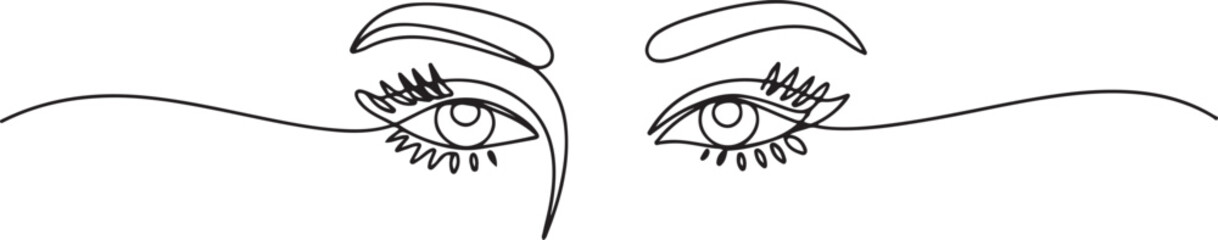 Obraz premium Continuous line illustration of beautiful eyes. female eyes.one line vector illustration on white background