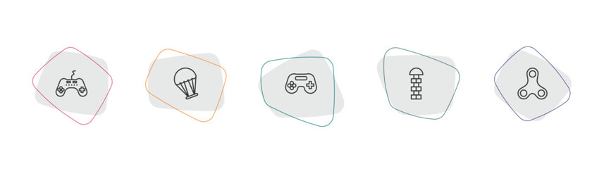 arcade outline icon set. linear vector for ui, web and mobile. thin line controller, paraplane, game console icons. © Farahim