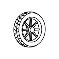 Fototapeta premium Simple black and white sketch of a car tire