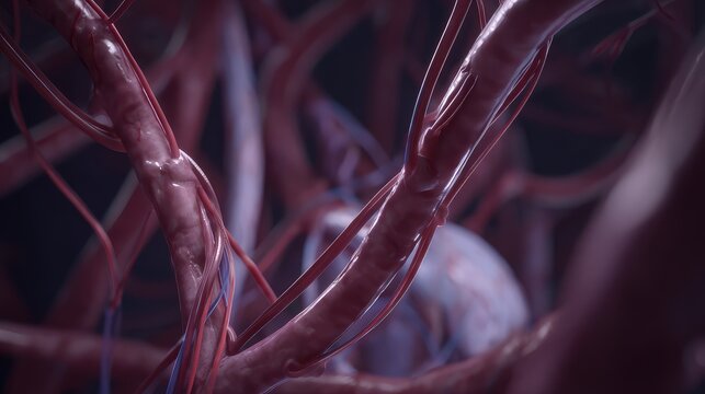 Human circulatory system detail with arteries and veins