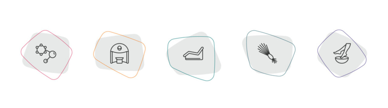 sauna outline icon set. linear vector for ui, web and mobile. thin line hormones, caldarium, laconium icons.