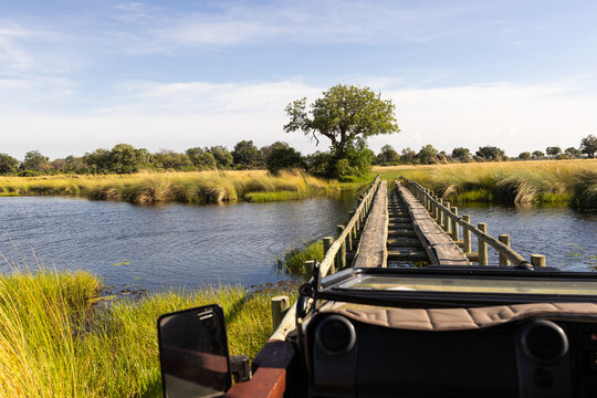 Wooden bridge, Okavango Delta, Botswana, Africa