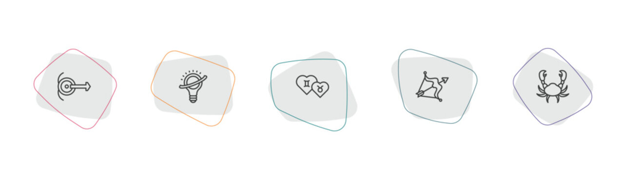 zodiac outline icon set. linear vector for ui, web and mobile. thin line spirit, knowledge, friendship icons.