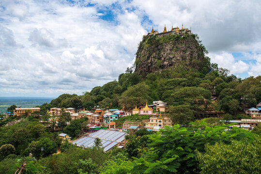 Majestic Buddhist monastery atop the Mount Popa extinct volcano
