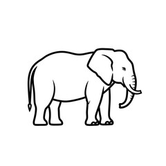 Obraz premium Simple black and white line art illustration of an elephant standing.