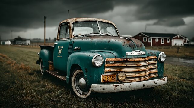 Old rusty farm truck with peeling paint rural scene ideal for heritage and documentary projects images