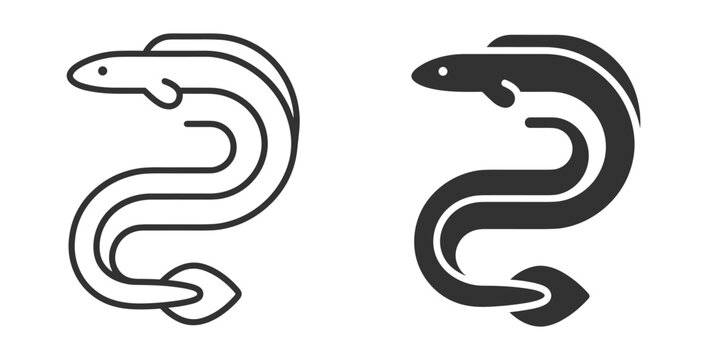 eel fish icon simple line and solid shape clipart illustration on transparent background