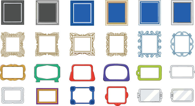 arge Collection of Decorative Picture Frames and Borders Featuring Classic Ornate Gold Styles Modern Minimalist Shapes and Colorful Designs for Home Decor and Photography