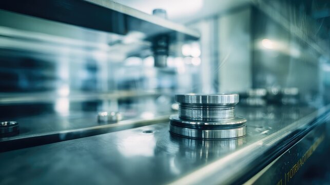 Precision engineered metal components on manufacturing line