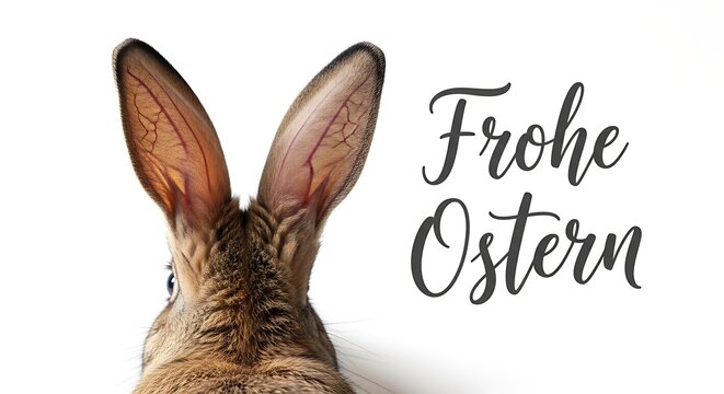 Title festive easter greeting with bunny ears and german text description a close up image features rabbit ears and the german phrase 'frohe