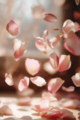 Obraz premium Drifting Pink and White Rose Petals in Gentle Air