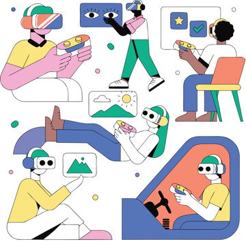 Isometric Virtual Reality World And Digital Metaverse Illustration