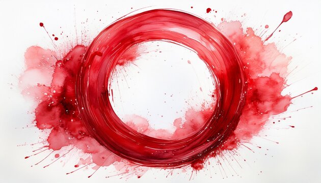 red watercolor ring stain splash isolated on white or transparent
