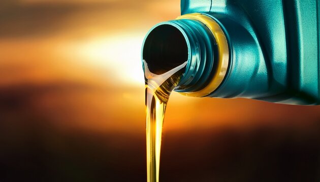 pouring oil lubricant from a bottle