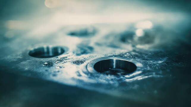 Engineering precision manufacturing steel part with drilled holes