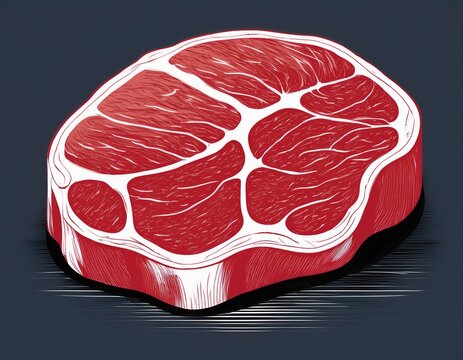 raw beef round steak silhouette showcasing its circular thick cut