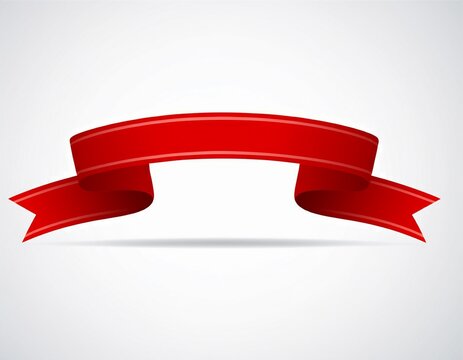 red ribbon banner with shadow isolated on white background for decoration
