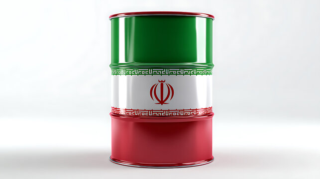 Oil Barrel with Iran Flag Representing Crude Oil Production, Energy Industry, Petroleum Trade, and Geopolitical Market Concept