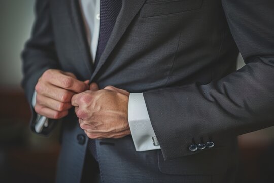 Businessman in black suit close-up