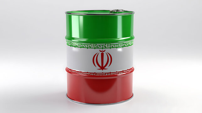 Oil Barrel with Iran Flag Representing Crude Oil Production, Energy Industry, Petroleum Trade, and Geopolitical Market Concept