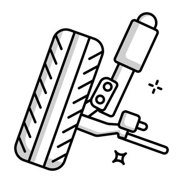 A solidar icon depicting a wheel alignment