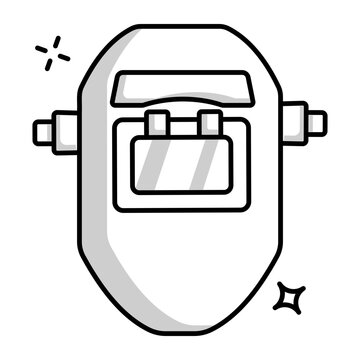 An outsolid style icon of a welding helmet