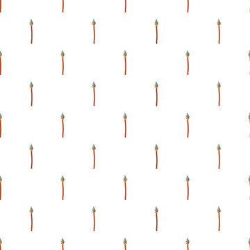 Primitive stone tipped spears forming a repeating pattern on a white background