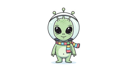 Obraz premium Illustration of a cute alien on a white background