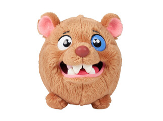 Fototapeta premium A cuddly brown bear with bright blue eyes and sharp teeth, great for illustrations or designs