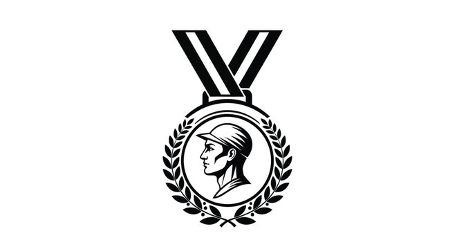 The medal features a classic laurel wreath design surrounding a profile of a baseball player to represent athletic achievement and excellence in competitive sports activities.