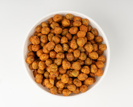 Roasted chickpeas, leblebi pile, spicy fried chana, crispy chick peas with mint and spices, east snack