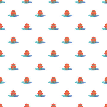 Noah's ark, a religious symbol of salvation, floating on water