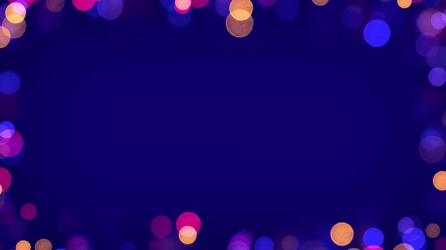abstract bokeh city lights border frame colorful motion background ,glowing defocus glowing blur bright colors, blank template social media design element