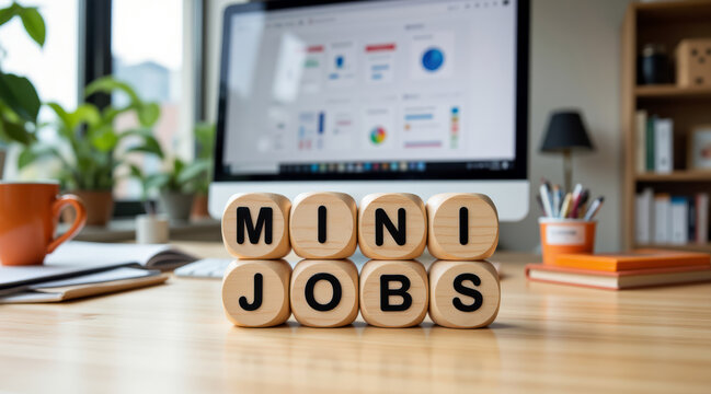 Mini jobs theme for part time hiring, side income and flexible work content, helping show job search, extra earnings, student employment and small task opportunities for career and recruitment visuals