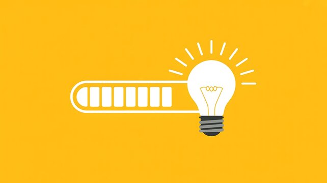 Innovation, creativity, light bulb, thermometer icon, business concept, yellow background