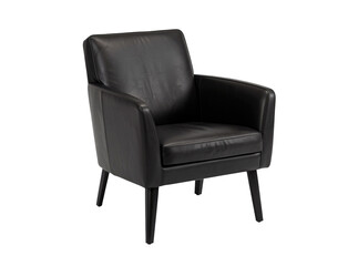 Fototapeta premium A single black leather chair on a white background