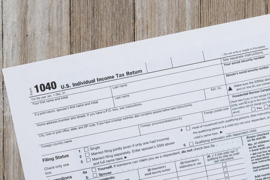 1040 tax form document financial filing concept