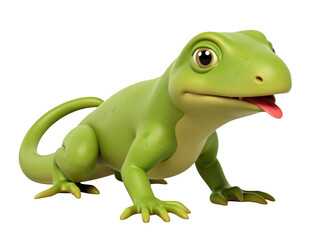 Fototapeta premium Close-up of a plastic toy lizard sitting on a white surface, ideal for use in illustrations or product designs