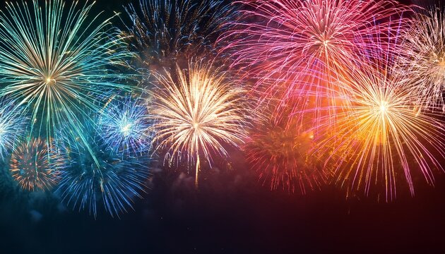 colorful fireworks celebration background with copy space